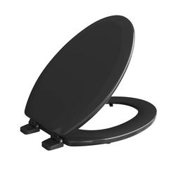 Elongated Closed-Front Toilet Seat and Lid in Black Wood