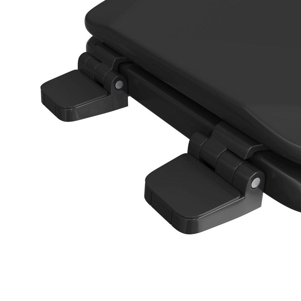 Elongated Closed-Front Toilet Seat and Lid in Black Wood 