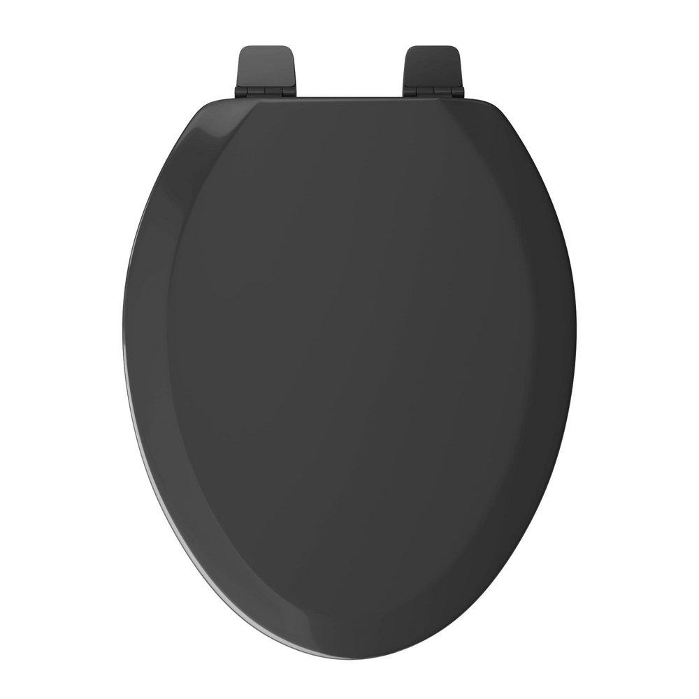 Elongated Closed-Front Toilet Seat and Lid in Black Wood 