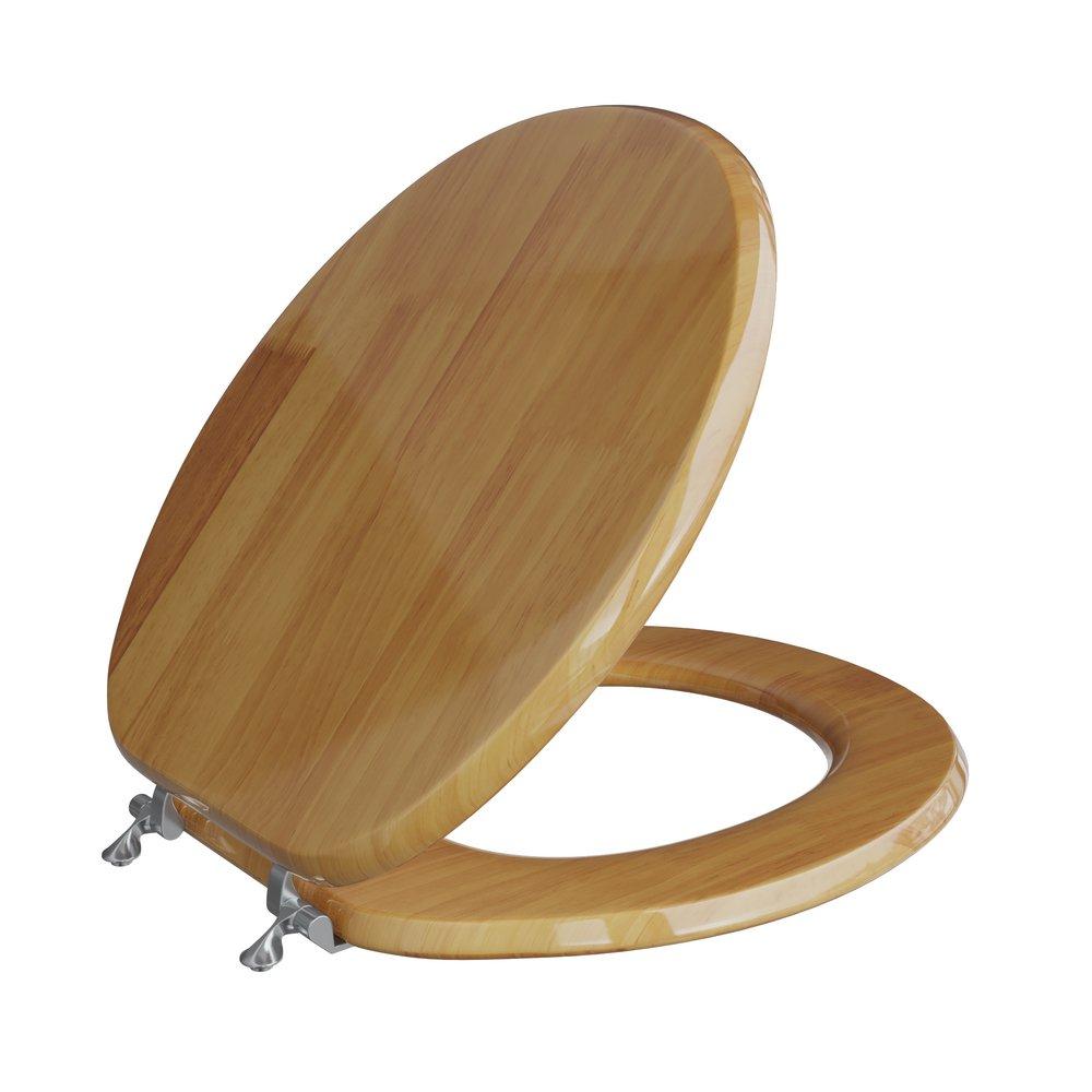 Round Closed-Front Toilet Seat and Lid in Natural Oak with Piano Finish image number 1