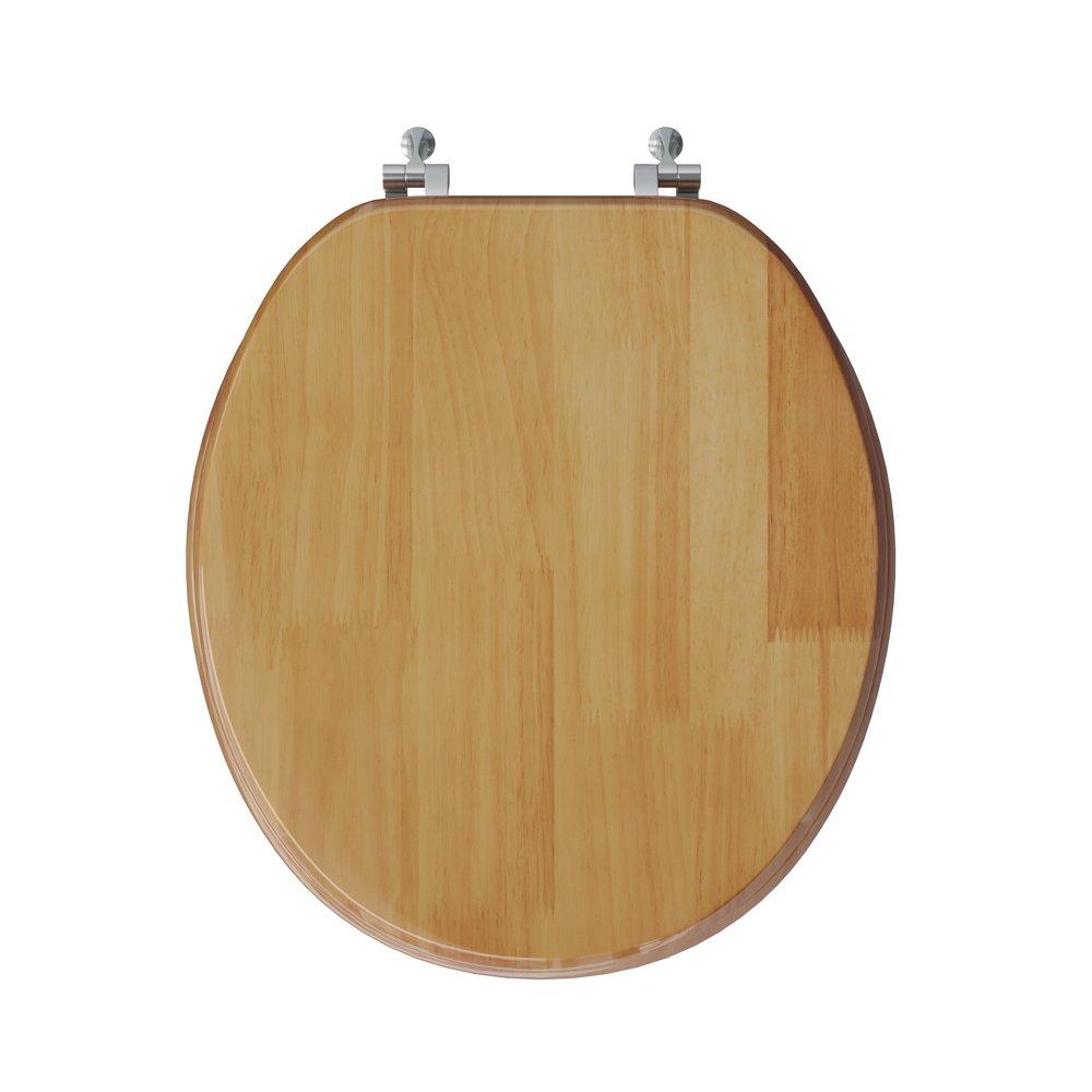 Round Closed-Front Toilet Seat and Lid in Natural Oak with Piano Finish 