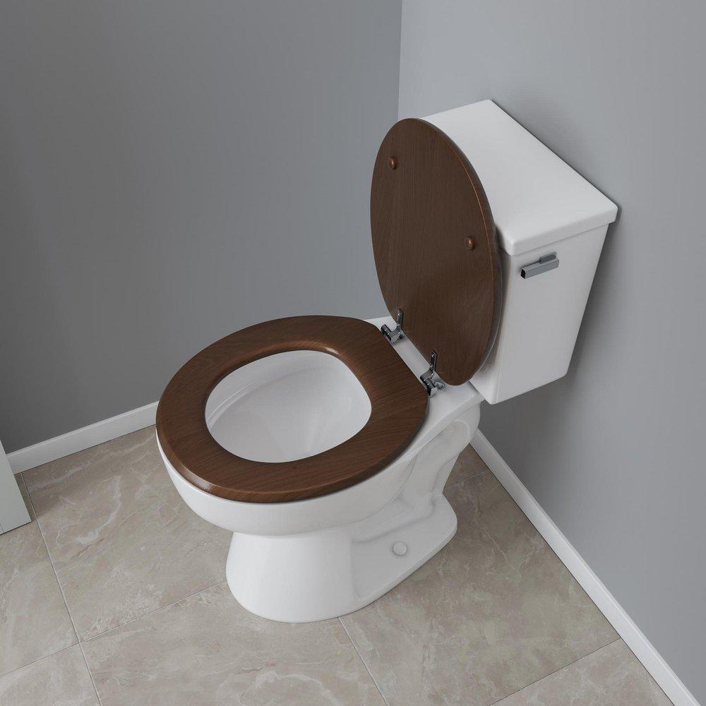 Round Closed-Front Toilet Seat and Lid in Natural Oak with Piano Finish 