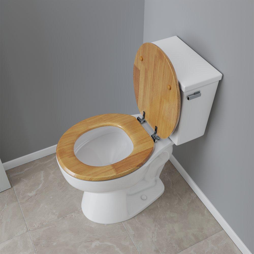 Round Closed-Front Toilet Seat and Lid in Natural Oak with Piano Finish 