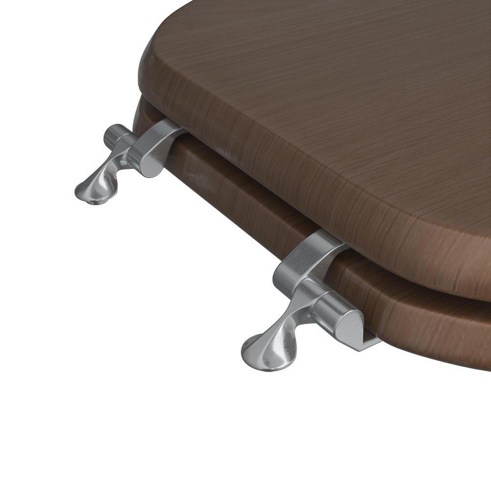 Round Closed-Front Toilet Seat and Lid in Natural Oak with Piano Finish 