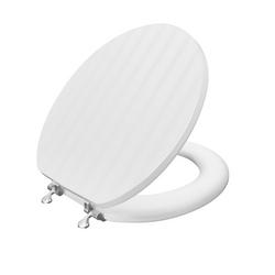 Round Wood Closed Front Bead Board Toilet Seat in White