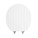Round Wood Closed Front Bead Board Toilet Seat in White 