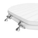 Round Wood Closed Front Bead Board Toilet Seat in White 