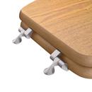 Elongated Wood Closed Front Toilet Seat in Natural Oak with Brushed Nickel Hinges 