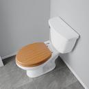 Elongated Wood Closed Front Toilet Seat in Natural Oak with Brushed Nickel Hinges 