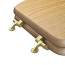 Elongated Wood Closed Front Toilet Seat in Natural Oak with Polished Brass Hinges 