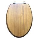 Elongated Wood Closed Front Toilet Seat in Natural Oak with Polished Brass Hinges 