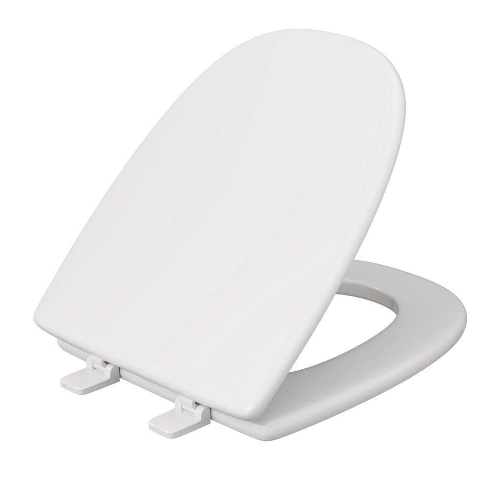 Molded Wood Seat, White, Elongated Closed Square Front with Cover 