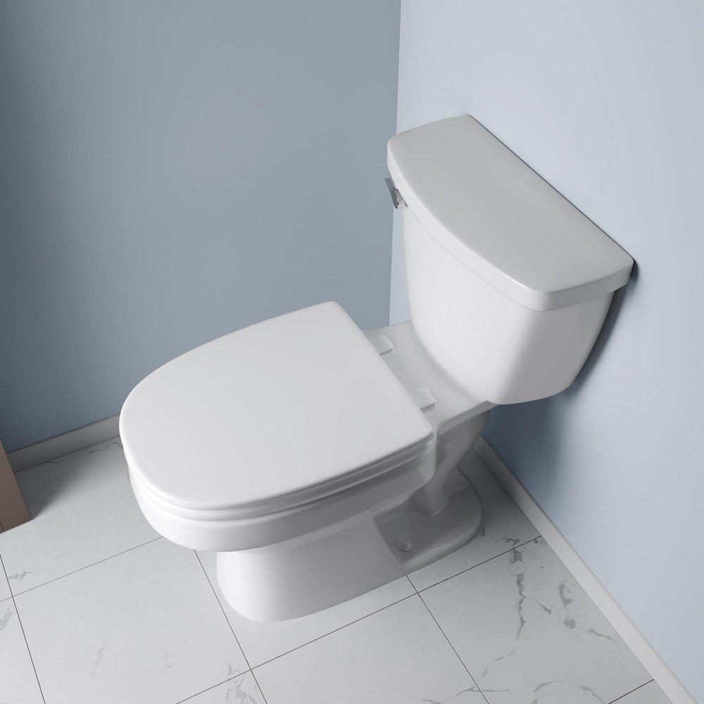 Elongated Square Closed Front Wood Toilet Seat with Cover 