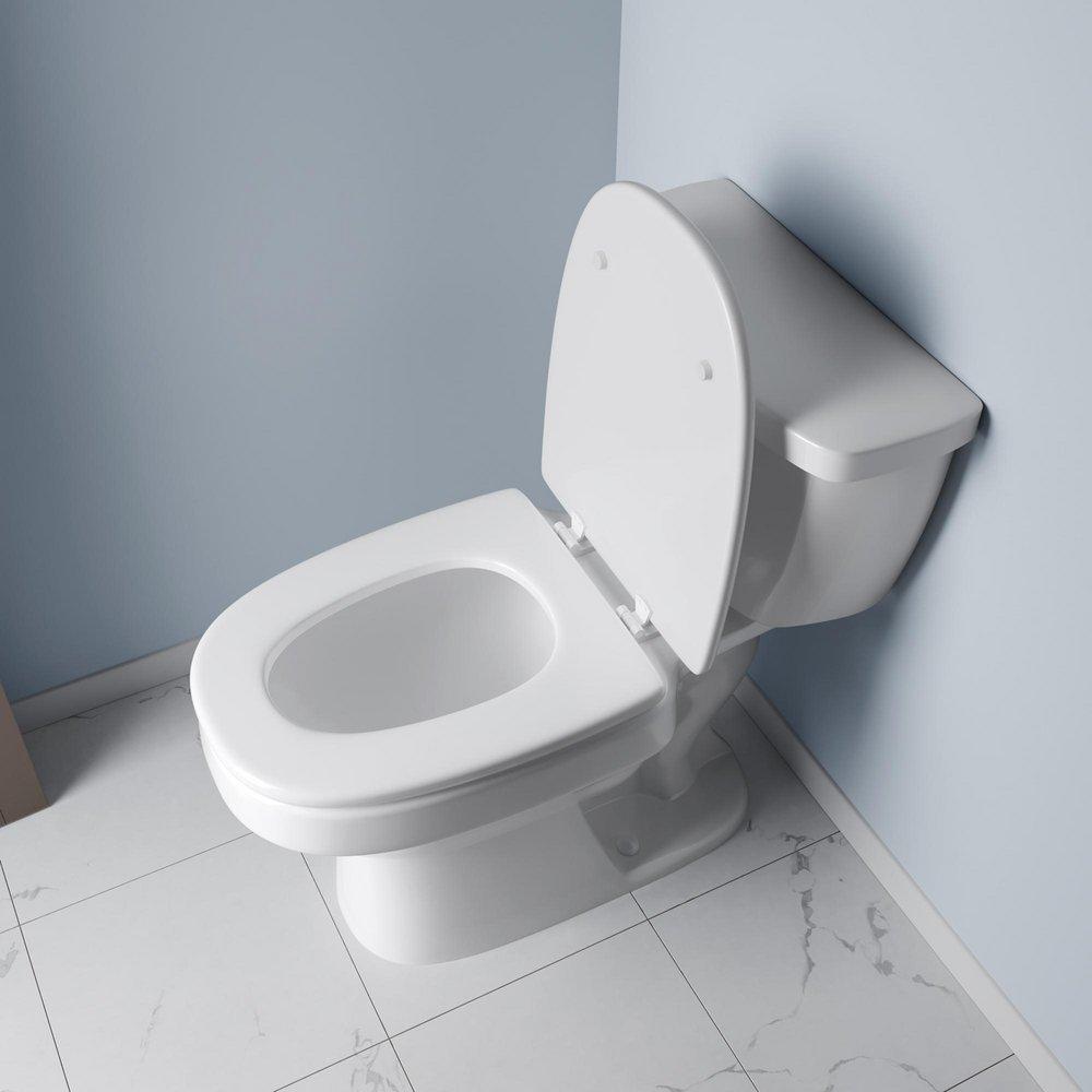 Elongated Square Closed Front Wood Toilet Seat with Cover 