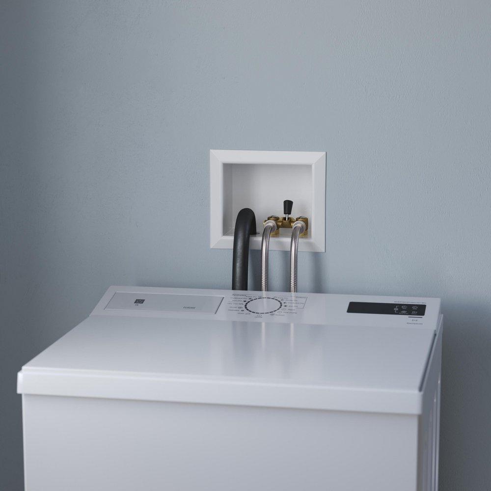 Jones Stephens White 7-11/100 x 3-17/25 x 7-83/100 in. Washing Machine Supply Box 