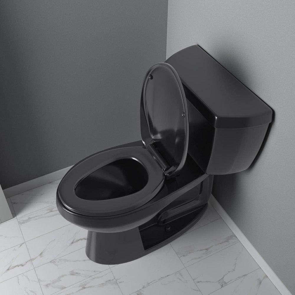 Elongated Closed Front Toilet Seat in Black 