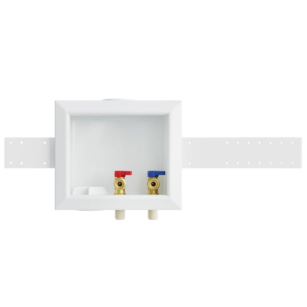 Jones Stephens White 1/2 in. Quarter-turn Washing Machine Box with Left Outlet 
