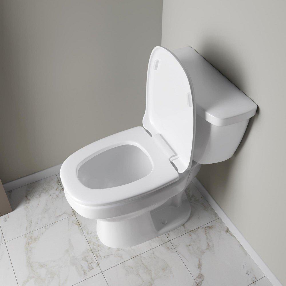 Elongated Square Closed Front Toilet Seat in White 