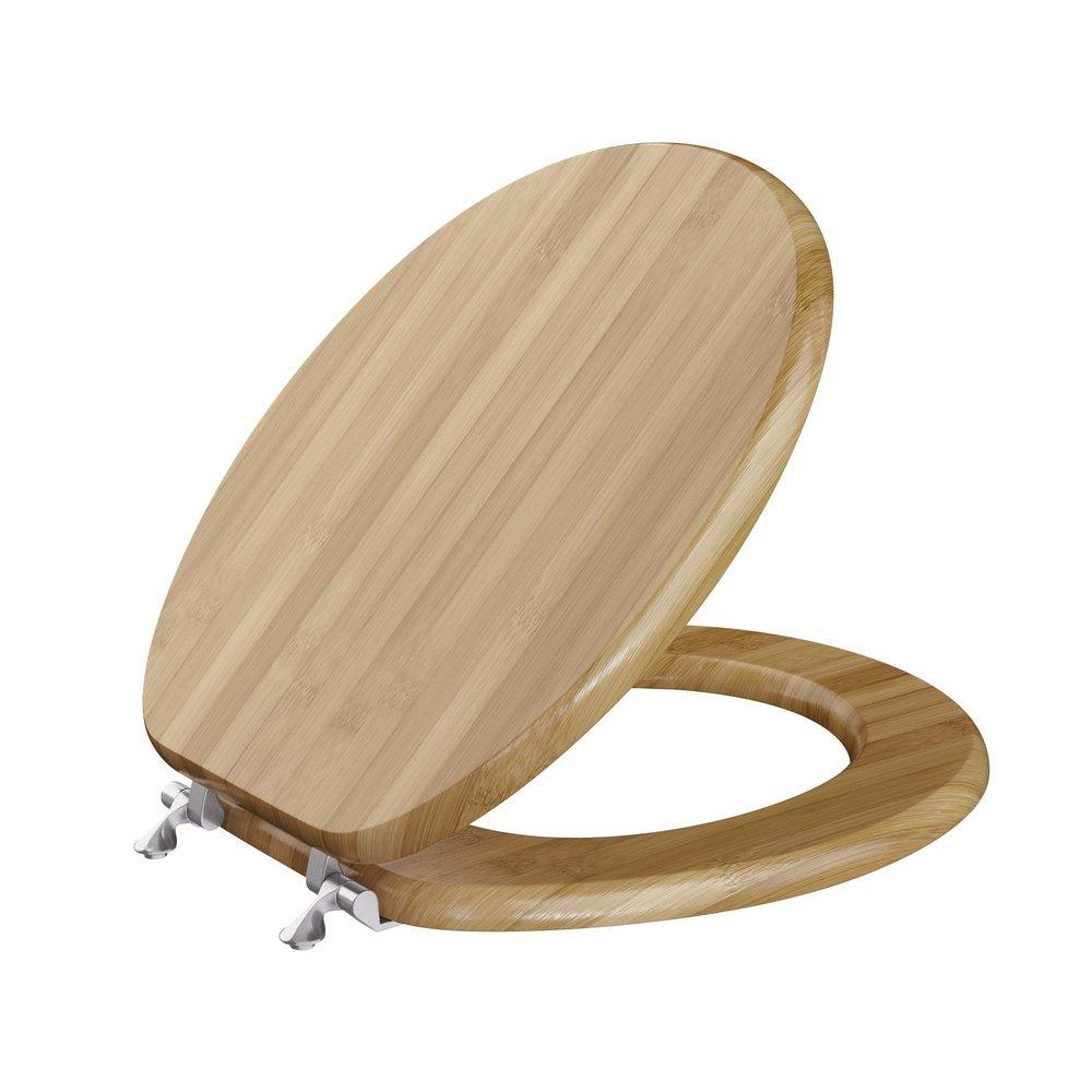 Round Closed-Front Toilet Seat and Lid in Rattan Wood image number 5