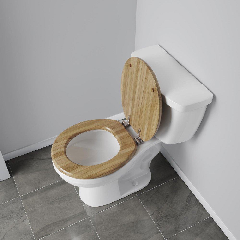 Round Closed-Front Toilet Seat and Lid in Rattan Wood image number 4