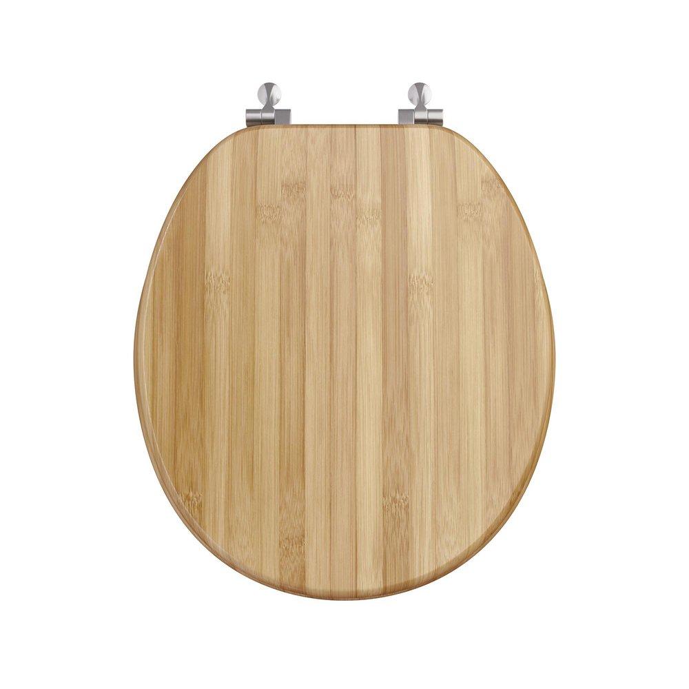 Round Closed-Front Toilet Seat and Lid in Rattan Wood 