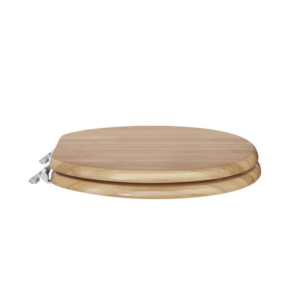 Round Closed-Front Toilet Seat and Lid in Rattan Wood 