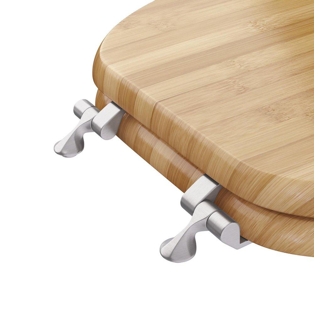 Round Closed-Front Toilet Seat and Lid in Rattan Wood 