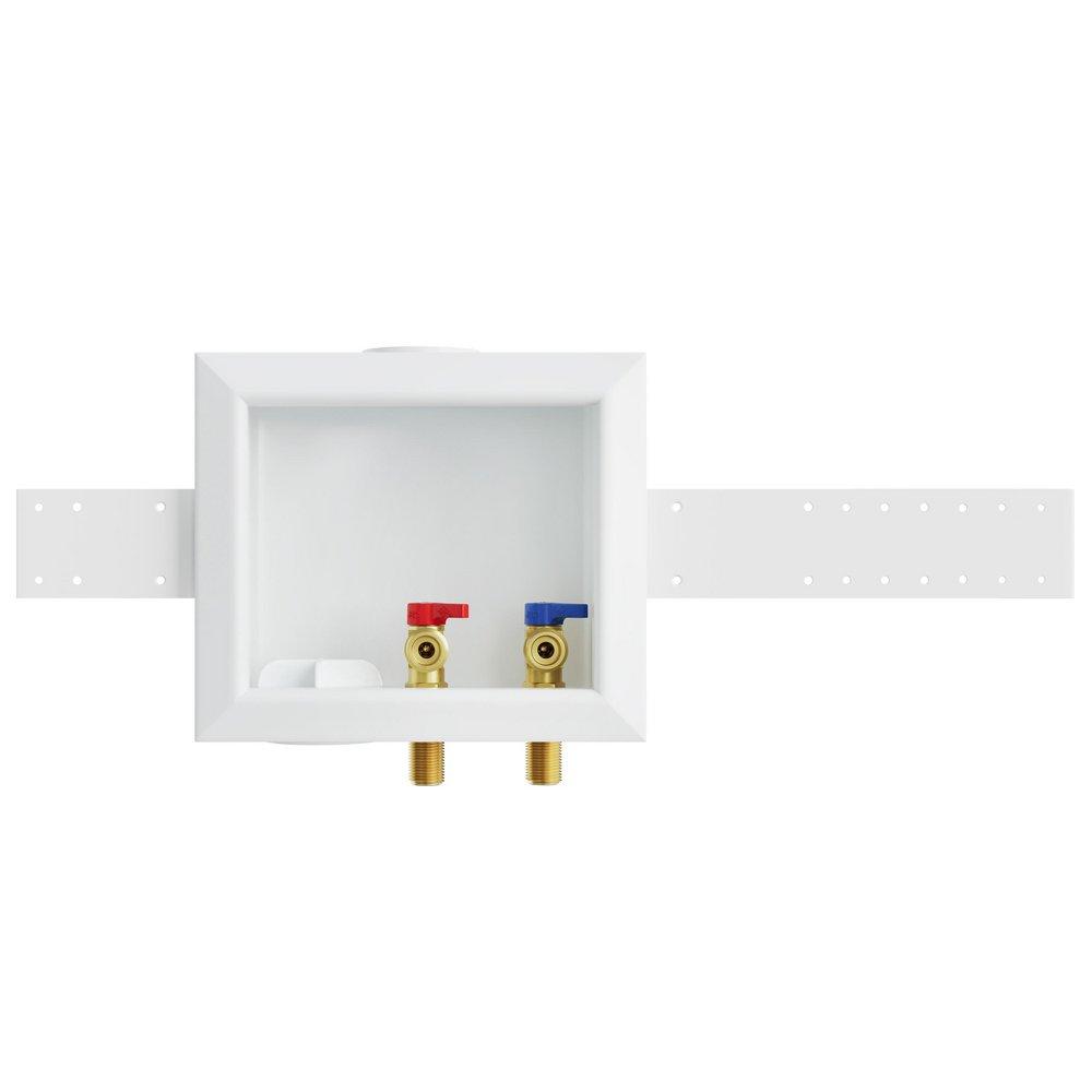 Jones Stephens White 1/2 in. Quarter-turn Washing Machine Box with Left Outlet 