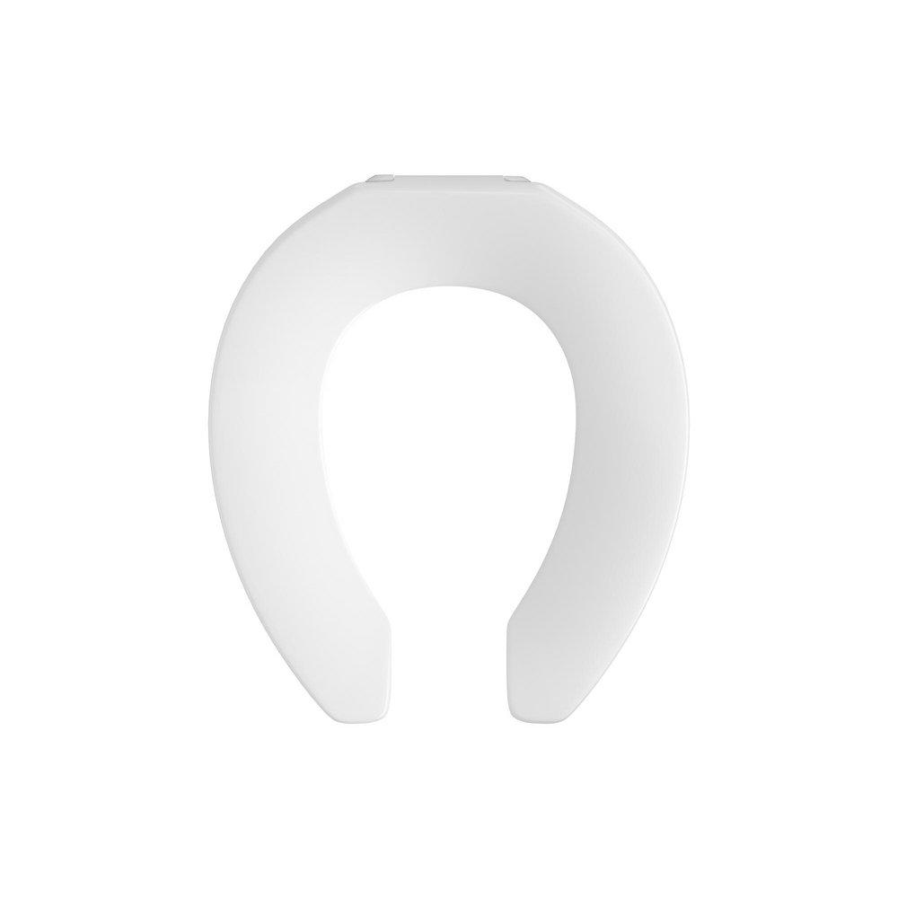 Round Plastic Open Front Toilet Seat in White 