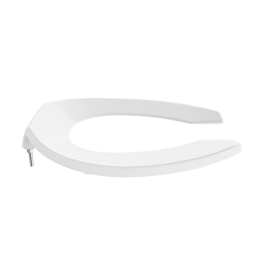 Round Plastic Open Front Toilet Seat in White 