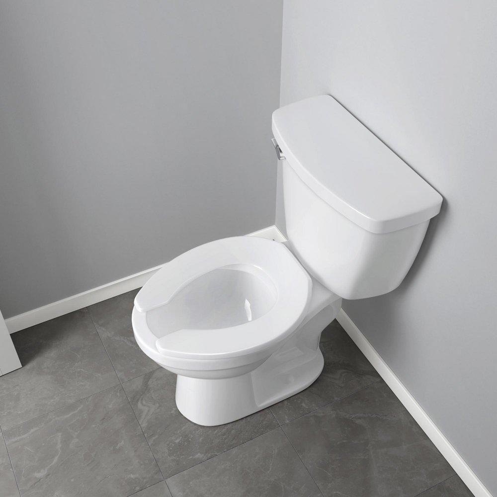 Round Plastic Open Front Toilet Seat in White 