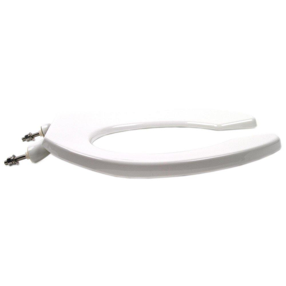 Round Plastic Open Front Toilet Seat in White 