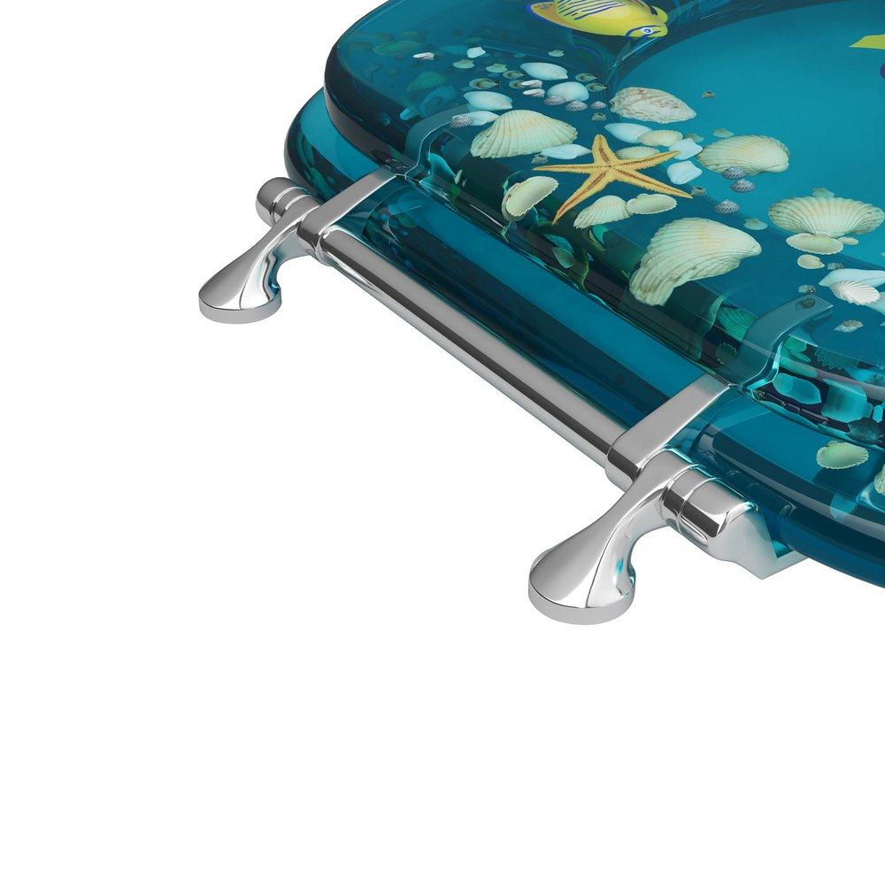 Round Closed-Front Toilet Seat and Lid with Aquarium Scene 