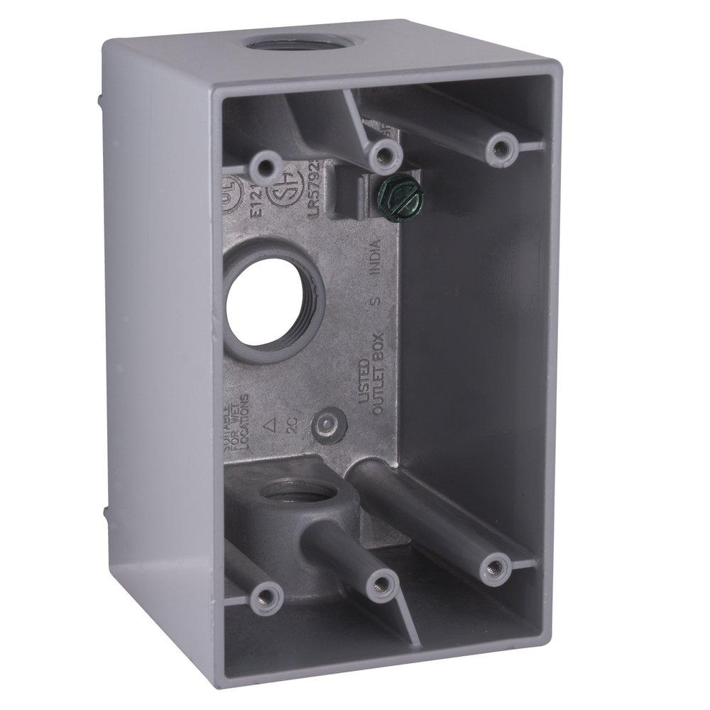 Bell Grey 1-Gang Weatherproof Deep Box with 3-1/2 in. Hubs in Grey 