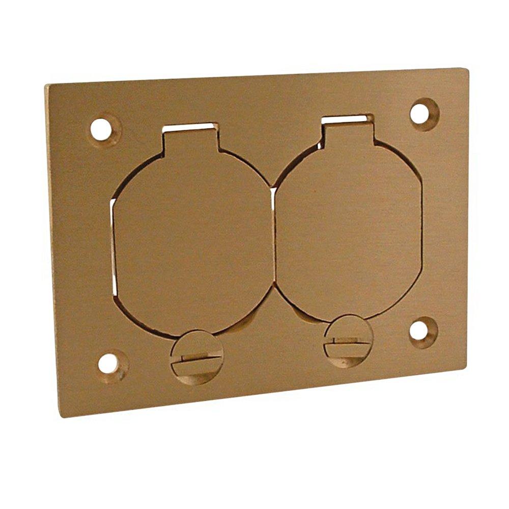 RACO Brass 1-Gang Duplex Cover with Flip Lid in Brass 