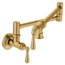 Moen Brushed Gold 5.5 gpm 1 Hole Wall Mount Pot Filler with Double Lever Handle 