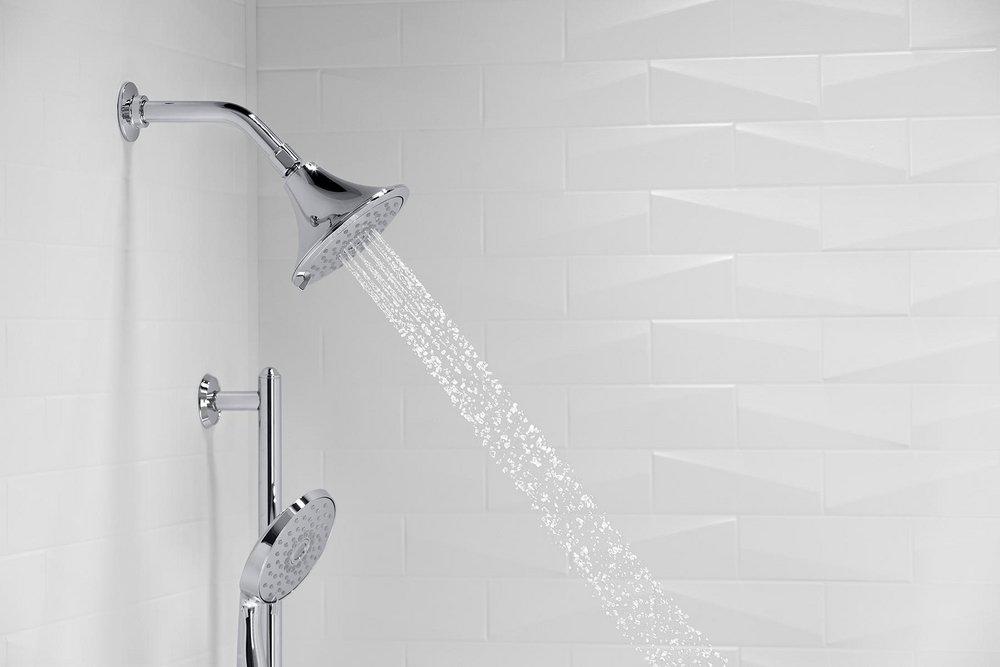 KOHLER Polished Chrome 3-function Full Coverage, Pulsating Massage and Silk Spray Showerhead 