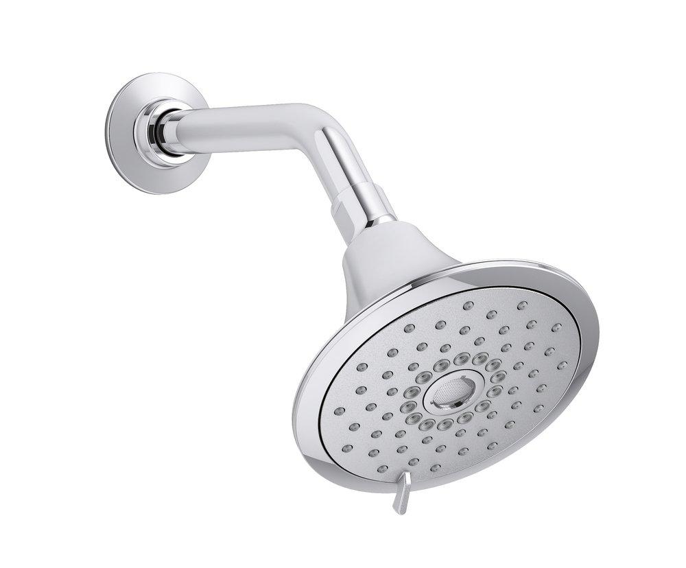 KOHLER Polished Chrome Multi Function Full Coverage, Pulsating Massage and Silk Spray Showerhead 