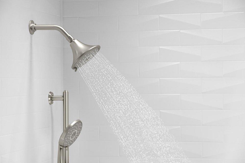 KOHLER Vibrant&reg; Brushed Nickel Multi Function Full Coverage, Pulsating Massage and Silk Spray Showerhead 