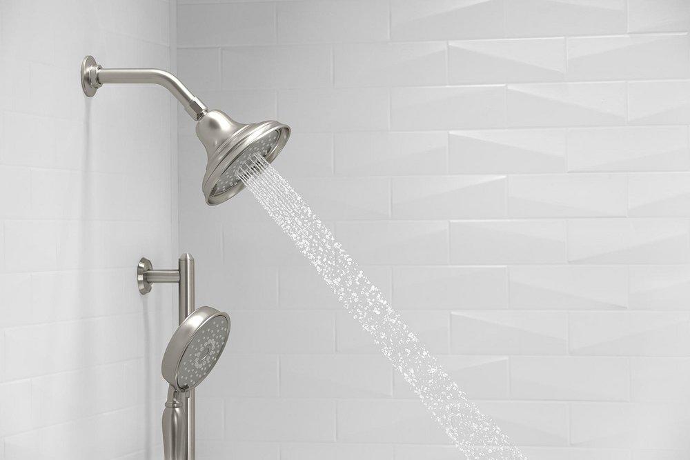 KOHLER Vibrant&reg; Brushed Nickel Multi Function Full Coverage, Pulsating Massage and Silk Spray Showerhead 