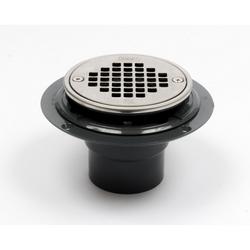 2 in. DWV PVC Low Profile Drain with Screw Strainer, Ring and Plug in Polished Stainless Steel