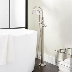 Single Handle Lever Floor Mount Filler in Brushed Nickel (Trim Only)