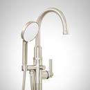 Signature Hardware Brushed Nickel 10 gpm Floor Mount Tub Filler with Single Lever Handle and 1.8 gpm Handshower 