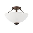 2-Light Semi-Flush Mount Ceiling Light in Rubbed Bronze