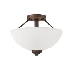 2-Light Semi-Flush Mount Ceiling Light in Rubbed Bronze