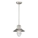 100W 1-Light Medium E-26 Mini-Pendant Light with Inside Etched Glass in Brushed Nickel