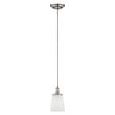 100W 1-Light Medium E-26 Mini-Pendant Light with Etched White Glass in Satin Nickel