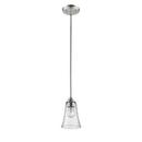 100W 1-Light Medium E-26 Mini-Pendant Light with Clear Seeded Glass in Satin Nickel
