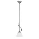 100W 1-Light Medium E-26 Mini-Pendant Light with Etched White Glass in Brushed Pewter