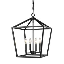 4-Light Pendant Light in Matte Black